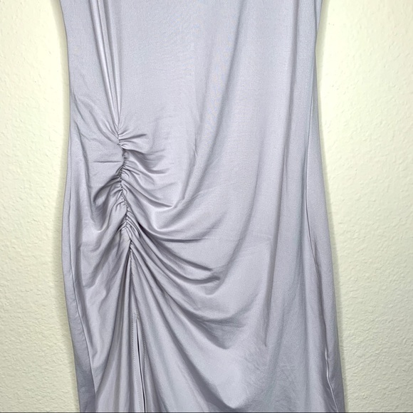 Bone Ruched Asymmetrical Bodycon Split Dress - Picture 7 of 8